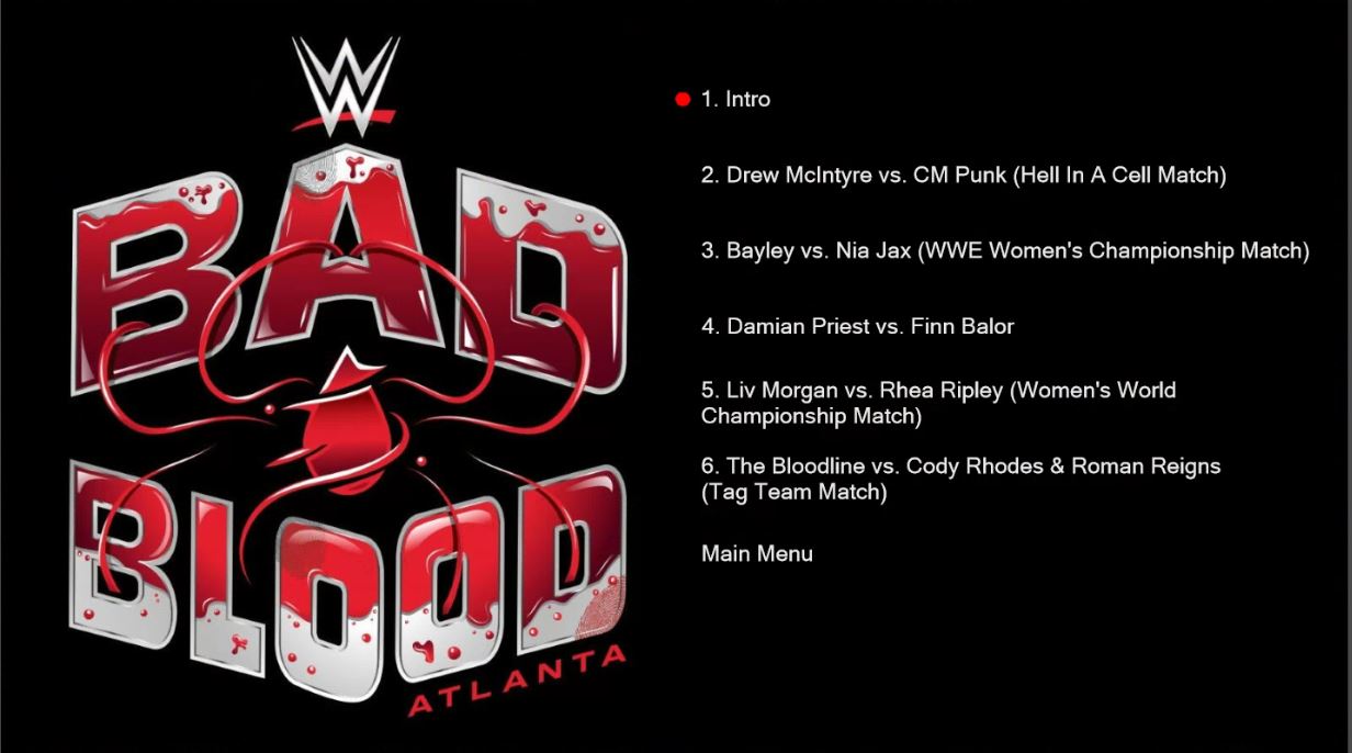 10/5/24 Bad Blood Blu Ray PLE WWE
