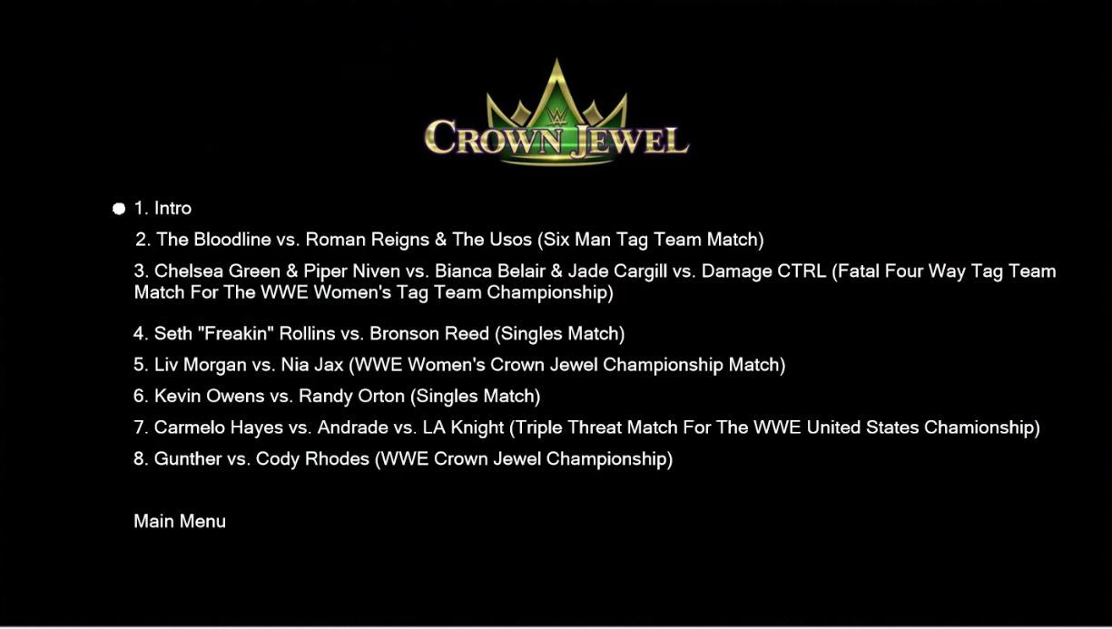 11/2/24 Crown Jewel PLE Blu Ray WWE