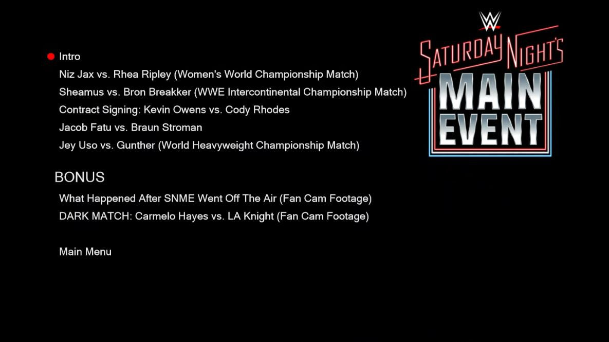 1/25/25 Saturday Night's Main Event Blu Ray WWE