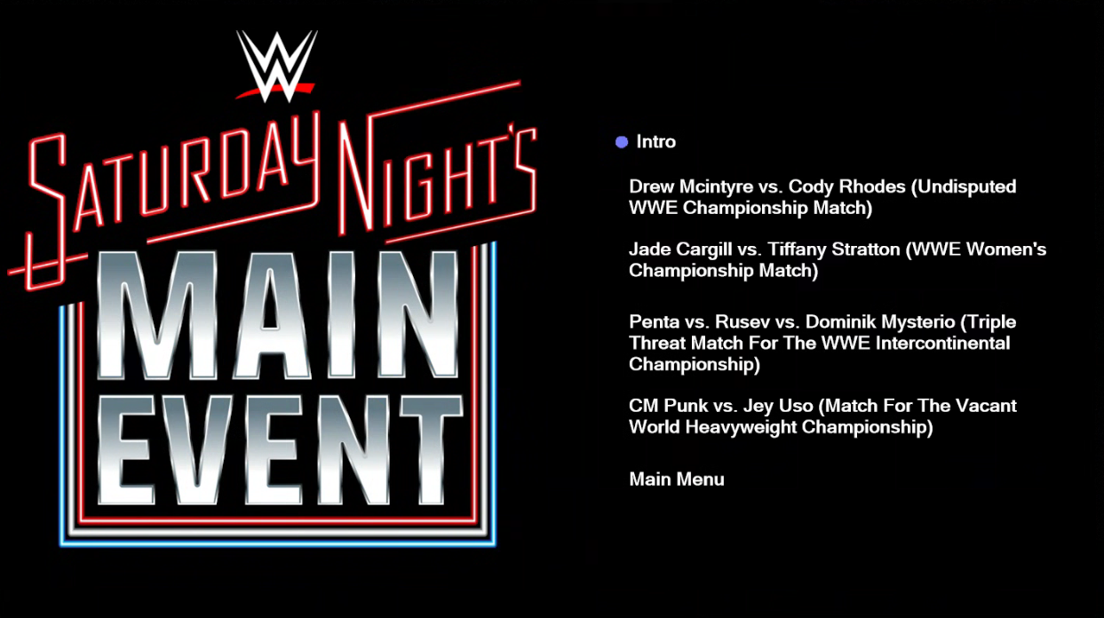WWE Saturday Night’s Main Event — November 1, 2025 (Blu-ray)
