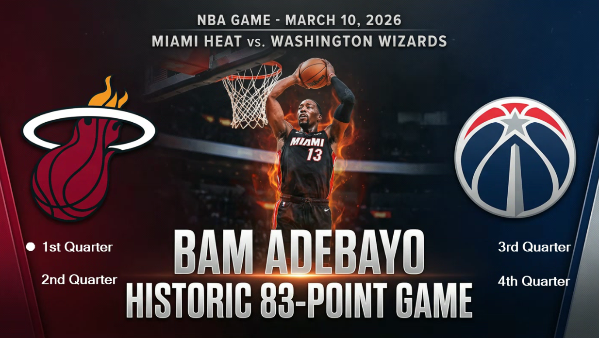 NBA 3/10/26 Miami Heat vs. Washington Wizards Bam Adebayo 83 Point Game